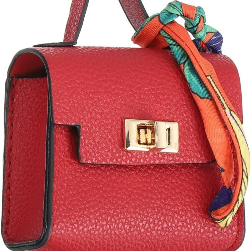 Mini Coin Purse Keychain‎ Backpack Keychain PU Leather Backpack Keys Red Cute